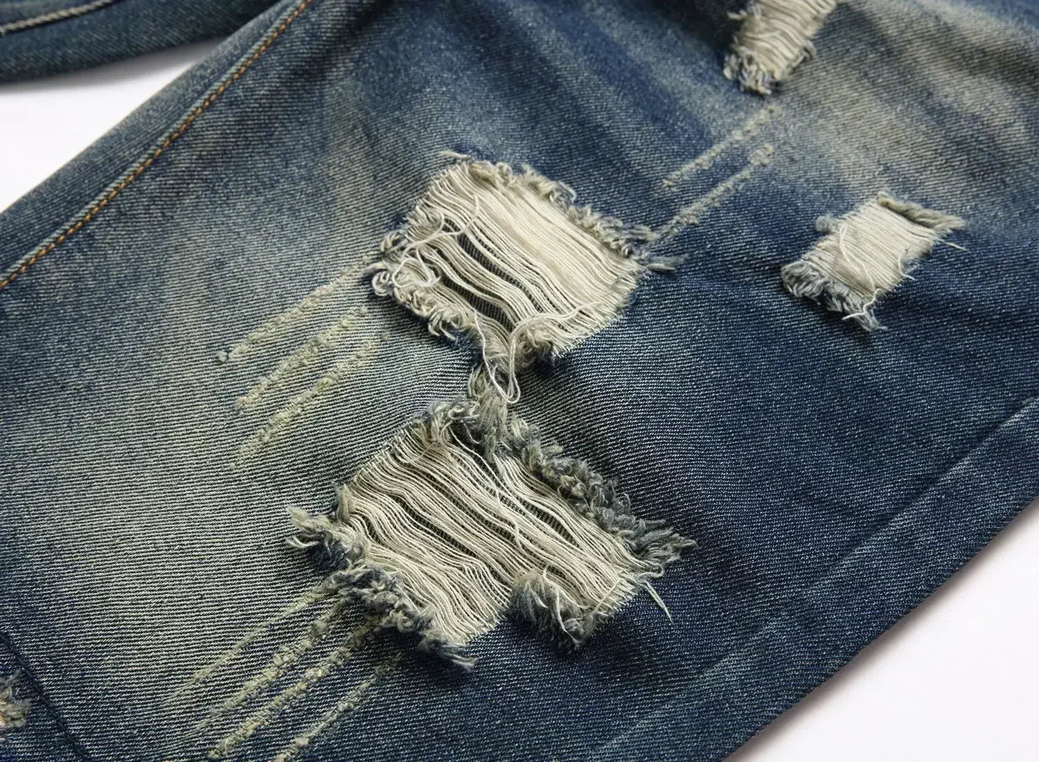 New Summer Vintage Washed Men Denim Shorts Casual Fashion Street Wear Ripped Hole Patches Distressed Male Straight Jeans Shorts