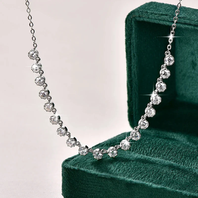 Sparkling 3MM Moissanite Bubble-Style Necklace 14K Gold Filled Choker Necklace for Women Wedding Jewelry Accessories