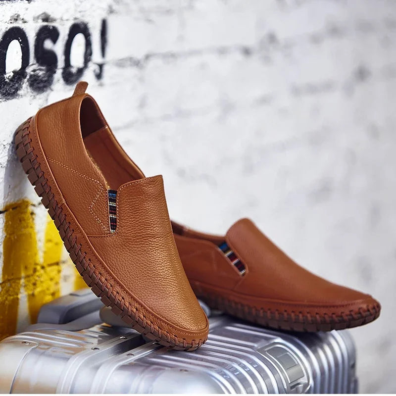 New Plus Size 49 50 Men Loafers Soft Moccasins Fashion Soft Spring Autumn Genuine Leather Shoes Men Casual Flats Driving Shoes