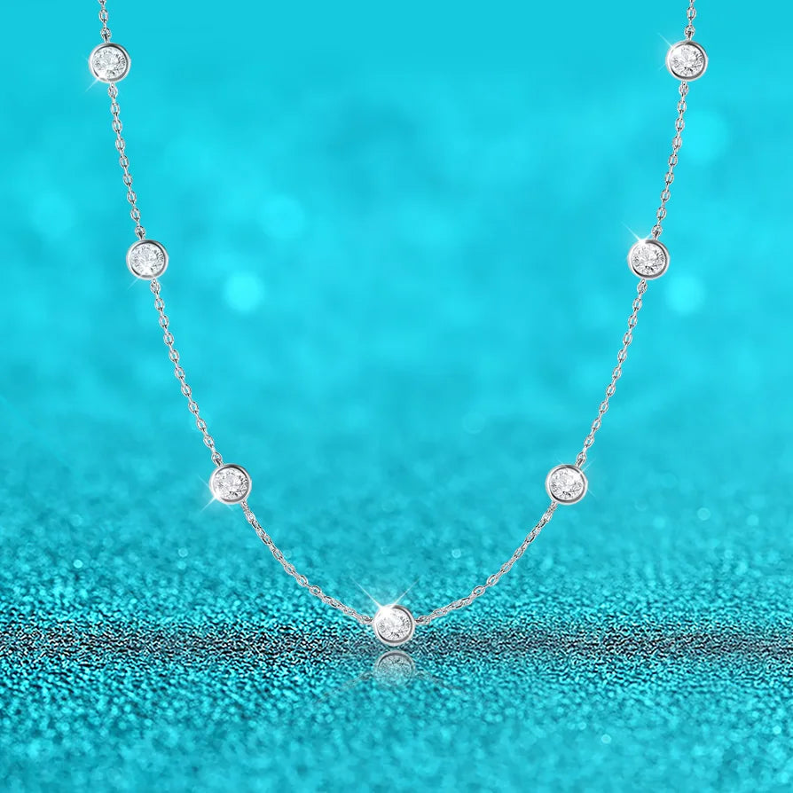 3-5mm Bubbles All Moissanite Diamond Necklace for Women D Color Female Party Pendant 100% 925 Sterling Silver Wholesale