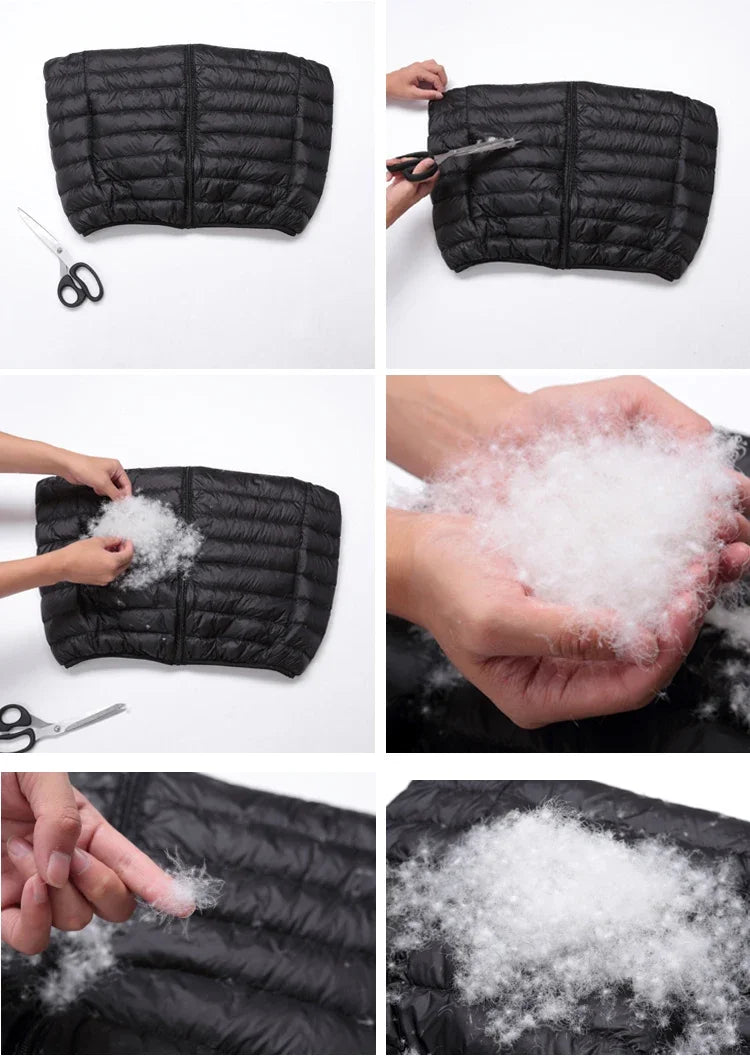 0-10℃ Men's Winter Jacket Ultra Light Duck Down Jackets Portable Hooded Puffer Feather Thin Parkas Windproof Outerwear Coat 5XL