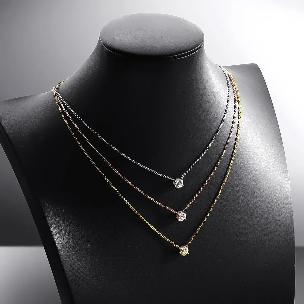 Luxury 1/2/3/5CT Real D Color Moissanite Pendant Necklace For Women Men 925 Silver Plated 18K Bridal Neck Fine Jewelry Gift