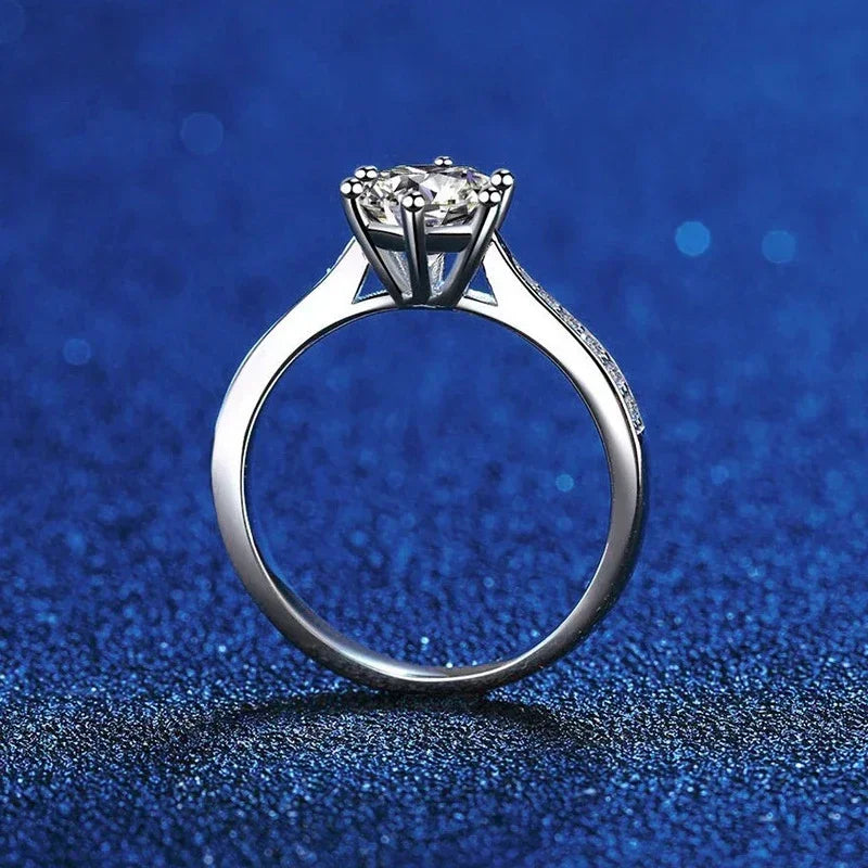 Real 3 Carat Moissanite Wedding Ring for Women 925 Sterling Silver Round Brilliant Lab Diamond Engagement Rings Gift