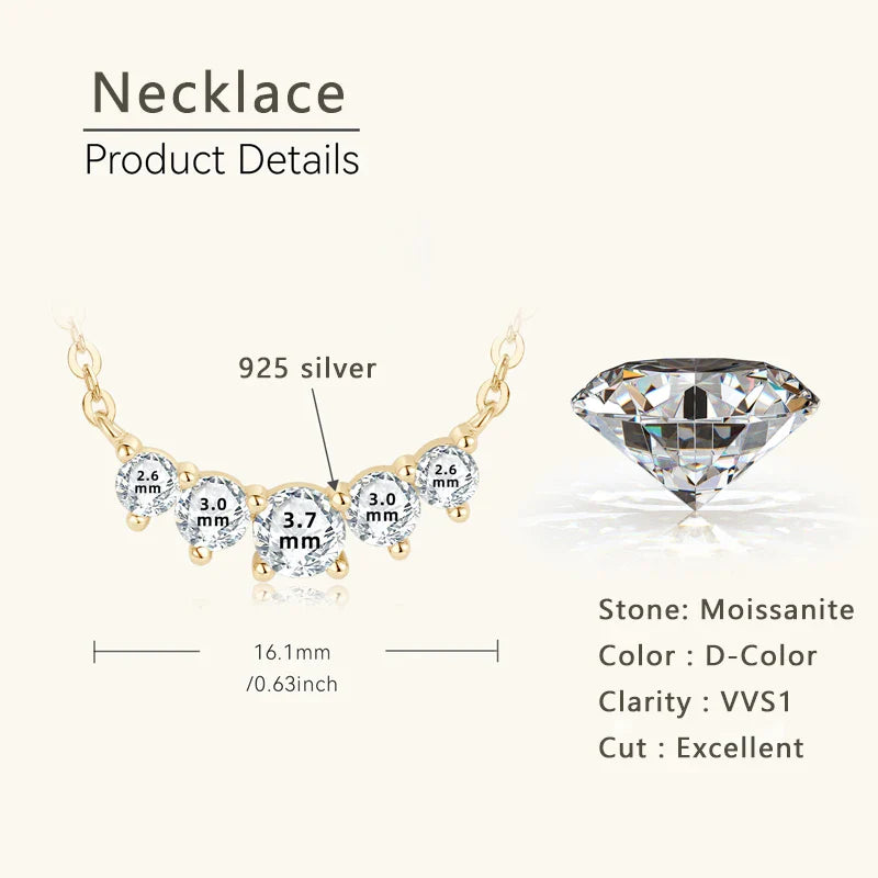 Moissanite Pendant Necklace 925 Silver Original Certified Chain For Women Exquisite Cluster Necklaces Anniversary Jewelry