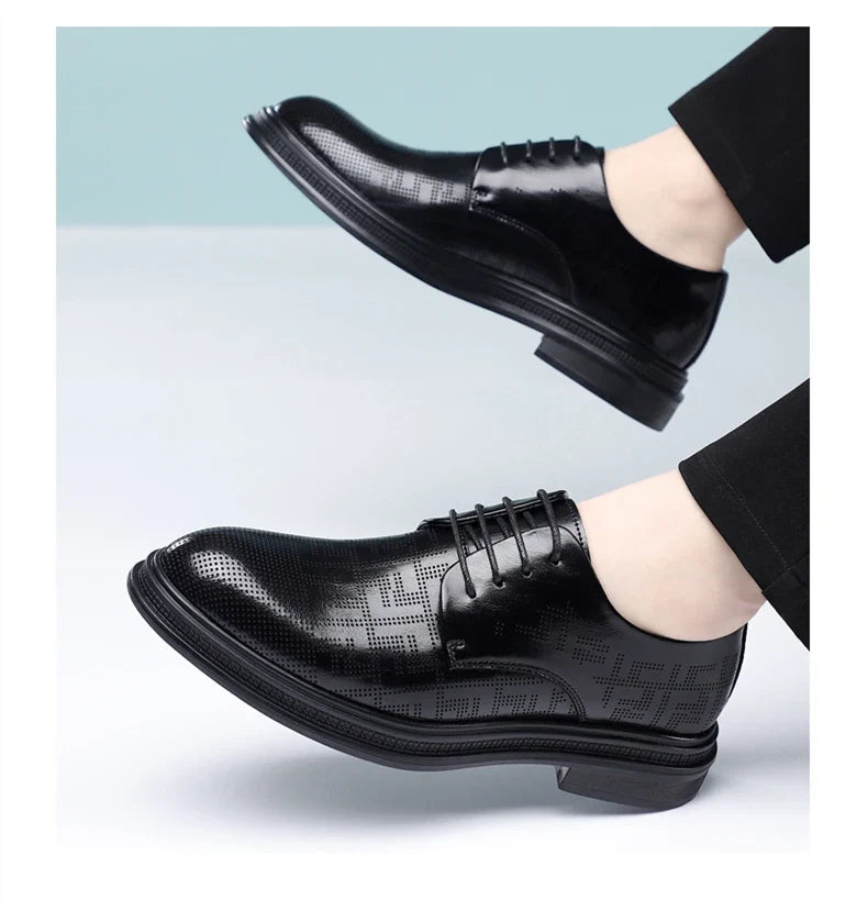 summer Men Elevator Shoes Dress Shoes Formal Leather Quality Busincess Lift 6CM 8CM Height Increased Man Elegance Wedding Shoes