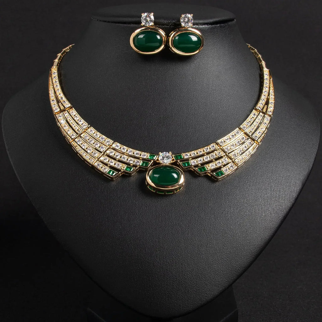 Pop Hot Stereo Jewelry Oil Painting Necklace Earrings Premium Multi-Color 2-Piece Wedding Travel Women's Holiday Gift M-1000