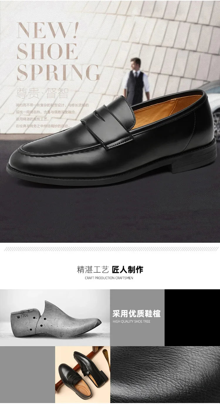 Men's Plus Size Genuine Leather Loafers Slip-on Formal Business Casual Dress Shoes for Man Spring Autumn New Wedding Shoes Male
