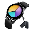 New Unique Women Watch Fashion Casual Colorful Changing Dial Quartz Wriswatch Simple Ultrathin Steel Lady Watches Special Gift