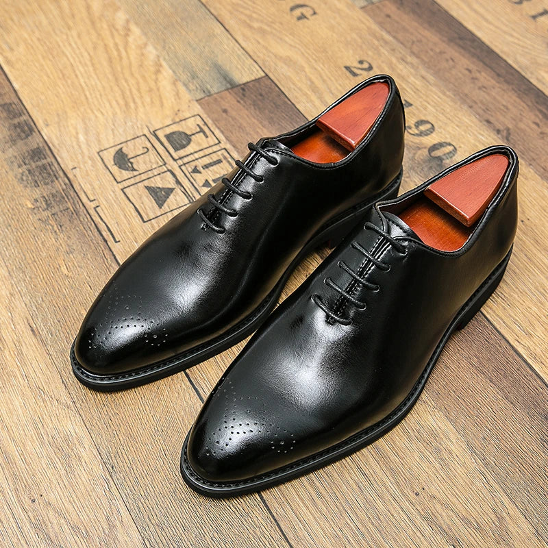 Men's Red Sole Brogue Dress Shoes – Classic Wingtip Formal Leather Footwear