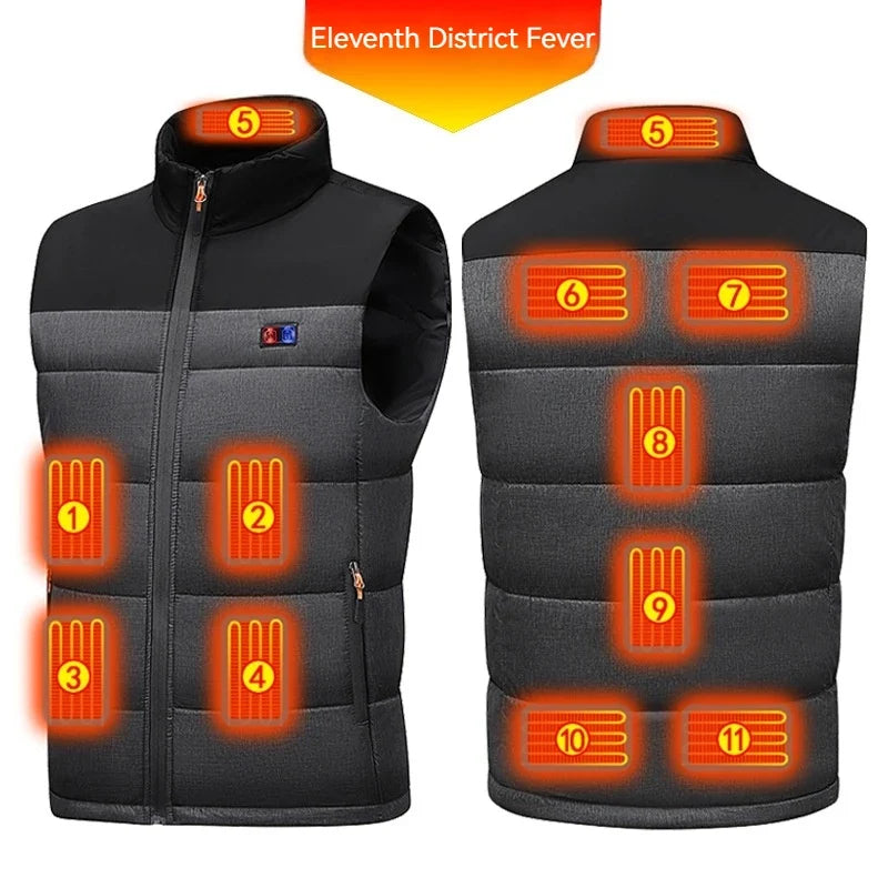 2025 New Heated Vest for Men Women, 11-Zones Electric Heating Jacket with Battery Pack, USB Charging Thermal Waistcoat
