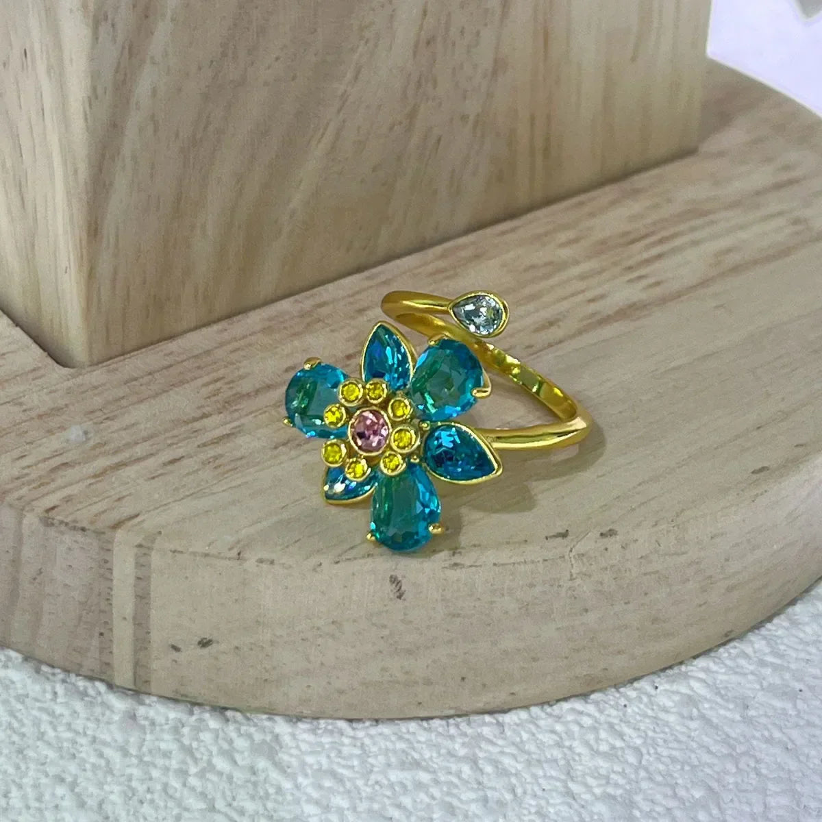 Original Jewelry Set New Color Flower Crystal Boutique Irregular Earring Exquisite Necklace Ring Bracelet Wedding Gift for Women