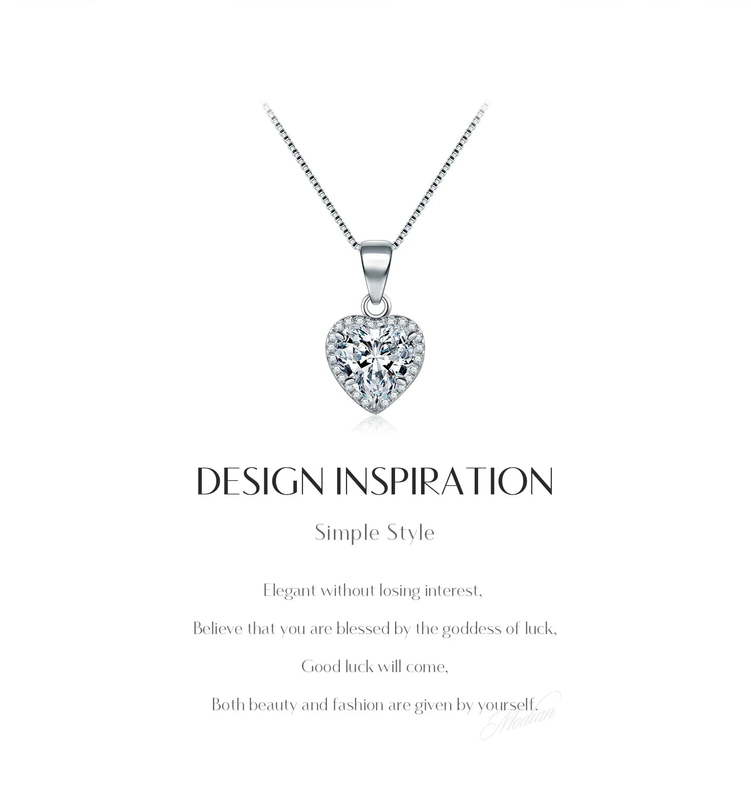 2020 New Design 925 Sterling Silver Heart pendant Fashion Heart Clear Zirconia Classic Wedding Chain Jewelry For Women