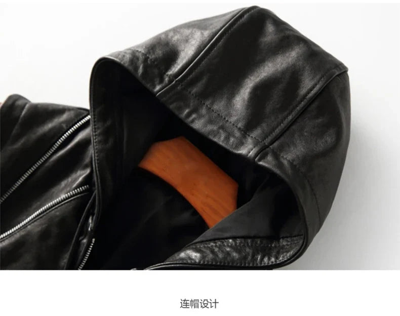 Spring Autumn Luxury Elegant Cool Black Pu Leather Vest for Men with Hood Zipper Sleeveless Jacket Men Clothing 2023