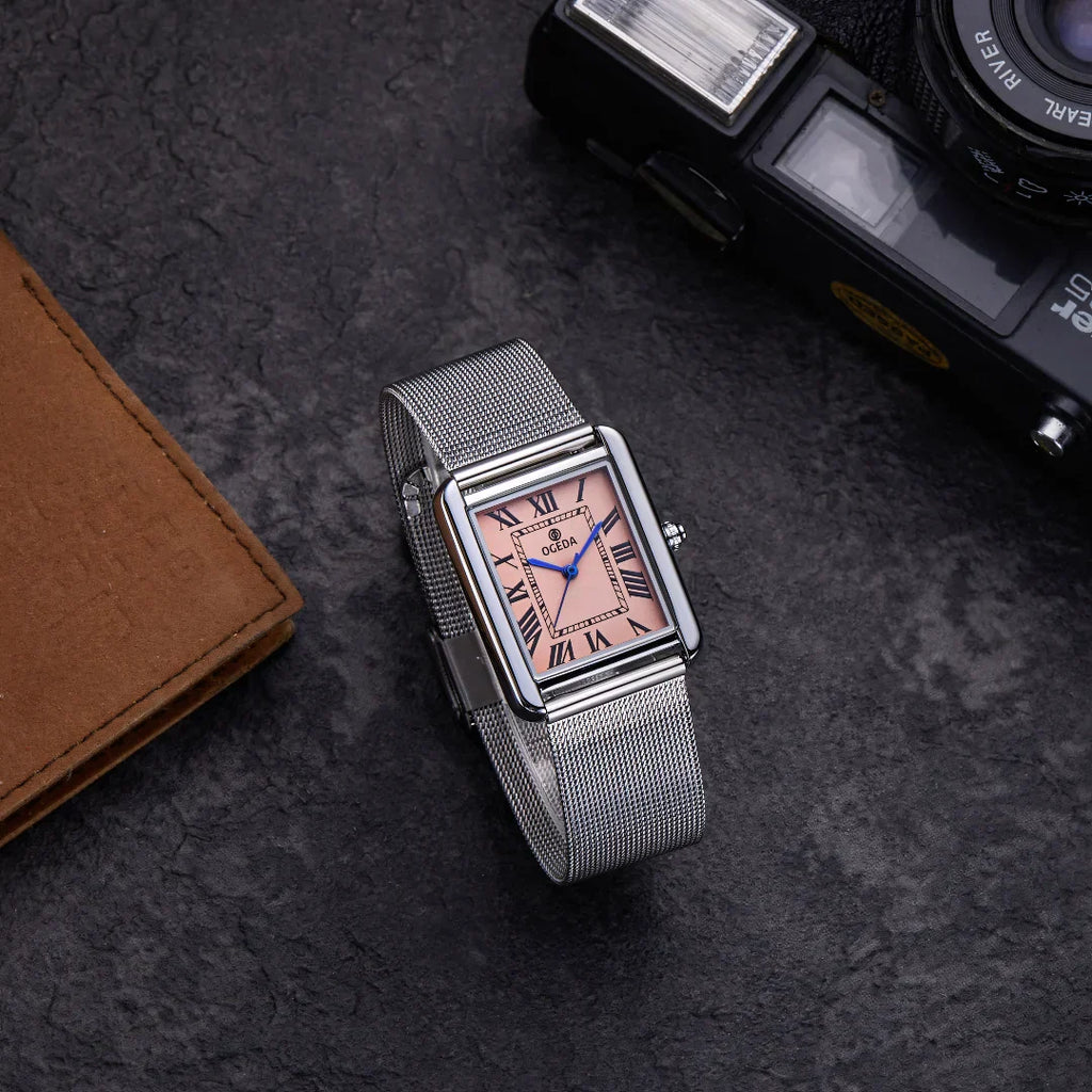 Waterproof Couple Watches Casual Fashion Quartz Stainless Steel Leather Strap Square Dial Men's And Women's Lover Watch
