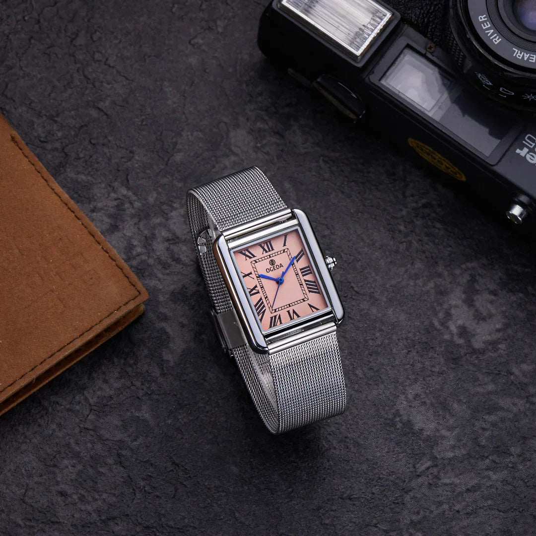 Waterproof Couple Watches Casual Fashion Quartz Stainless Steel Leather Strap Square Dial Men's And Women's Lover Watch