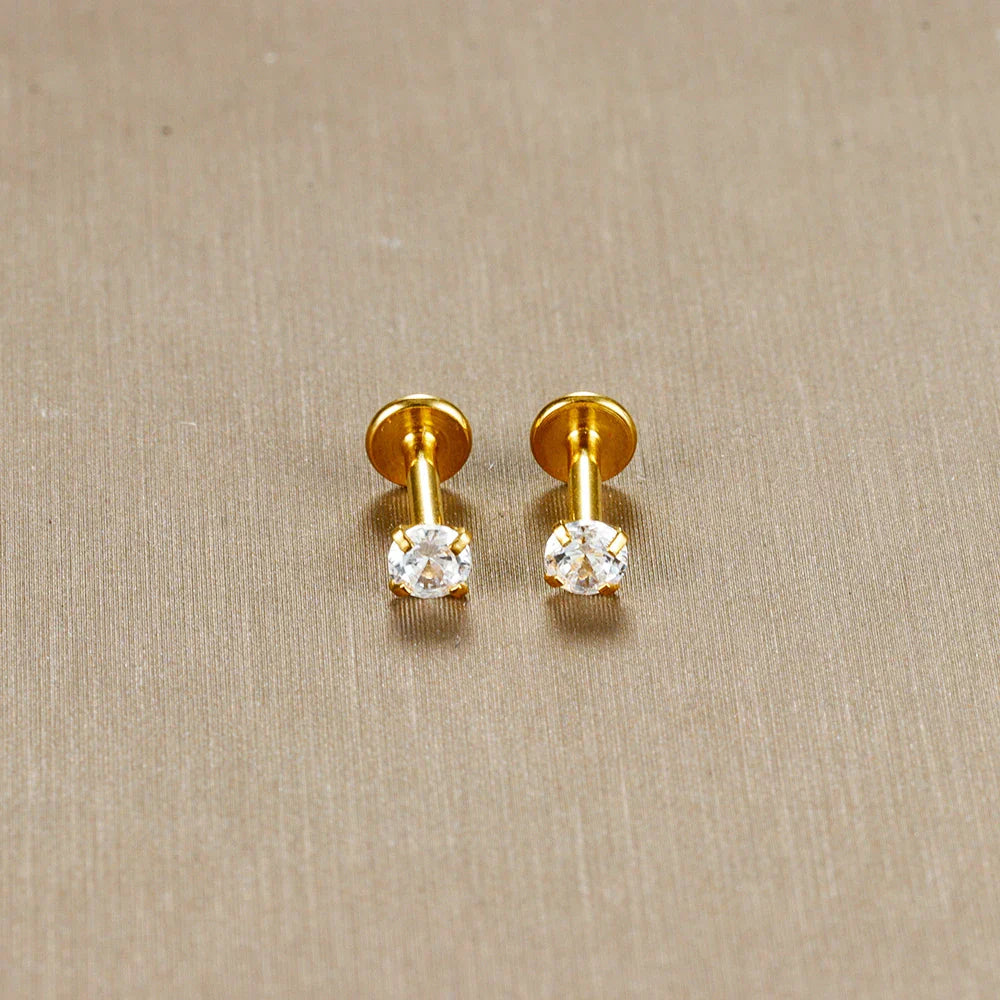 2PC Labret Tragus Stud Earrings 16G Surgical Stainless Steel CZ Crystal  Monroe Helix Cartialge Conch Medusa Lip Body Piercing