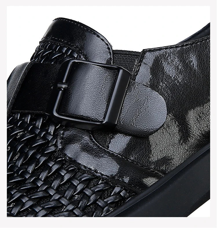 Breathable Hallow Business Leather Shoes for Men Buckle Designer Black Fashion Casual Shoe Male Summer British Elegant Shoes Man