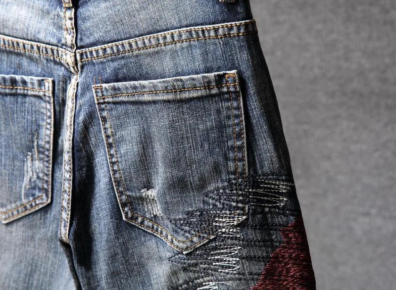 Spring and Autumn fashion trend printed straight-leg stretch denim jeans for men comfortable casual sports high-quality jeans