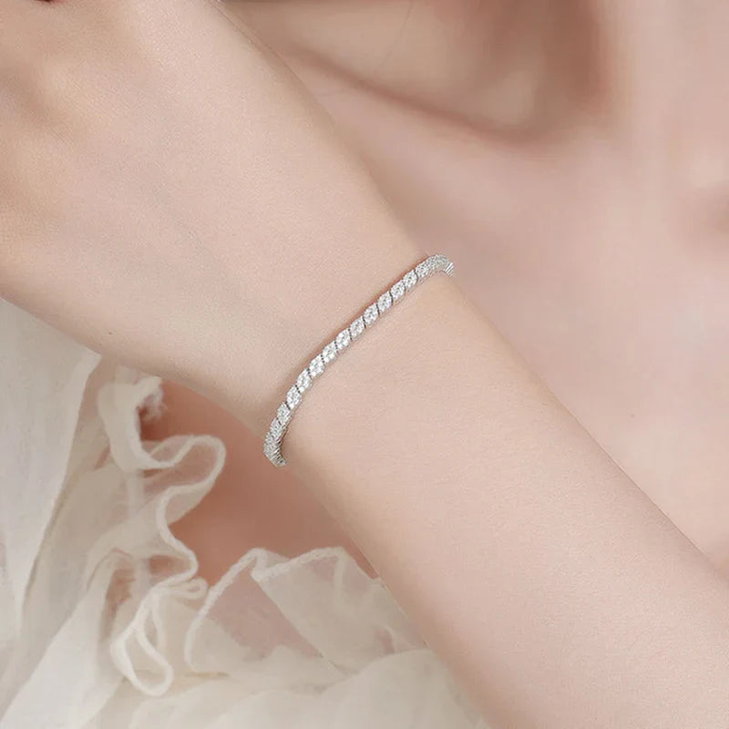 18K Plated All Moissanite Tennis Bracelet for Women Lab Created Diamond Chain 925 Sterling Silver Wholesale Jewelry