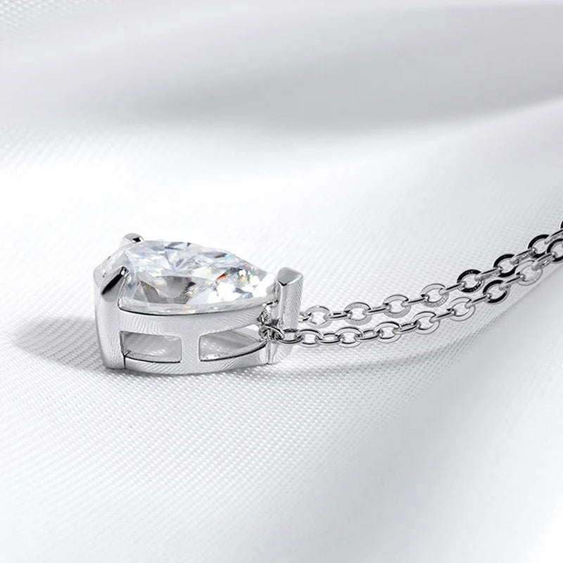 1-4CT Pear Cut Moissanite Pendant Necklace for Women Girls 3 Designs Lab Diamond Wedding Silver 925 Chains Fine Jewelry