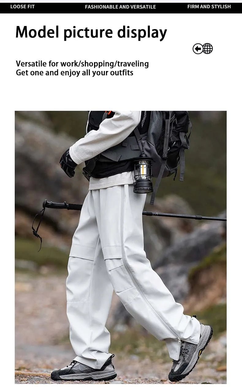 Men's Hiking Pants Waterproof Windproof Breathable Overalls Trousers Side Zipper Trekking Camping Outdoor Sport Camping Pants