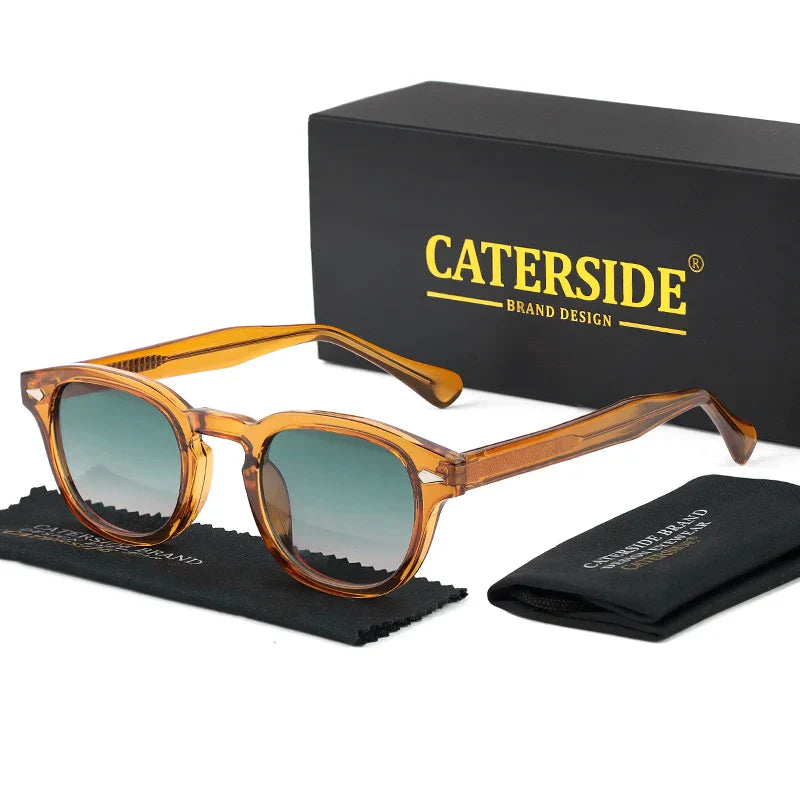CATERSIDE Retro Round Men Sunglasses Punk Propionic Acid Pin Temple Luxury Sun Glasses Women Sports Leisure Party Eyewear UV400