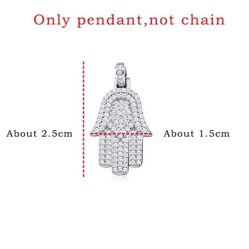 18k Plated Certified Moissanite Necklaces for Women Hand Shape Full Diamond Pendant Dainty Jewelry Pure S925 Silver
