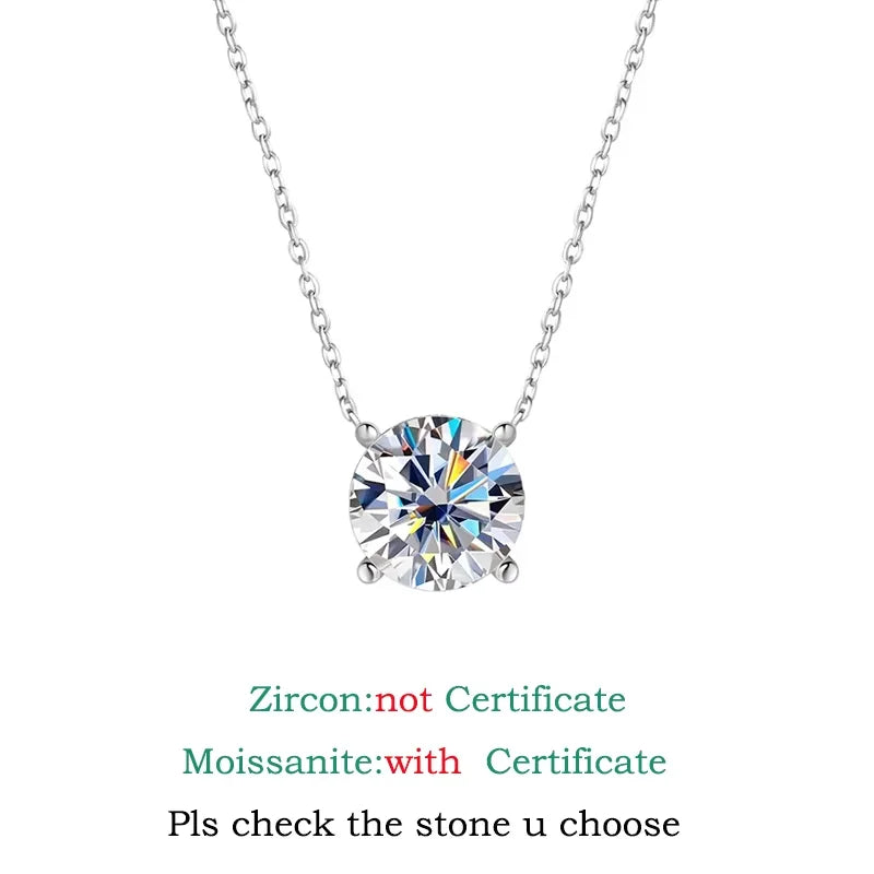 1-6CT Brilliant cut Moissanite Necklace for Women Solitaire Pendant Luxury Female Neck Chain 925 Sterling Silver 100%