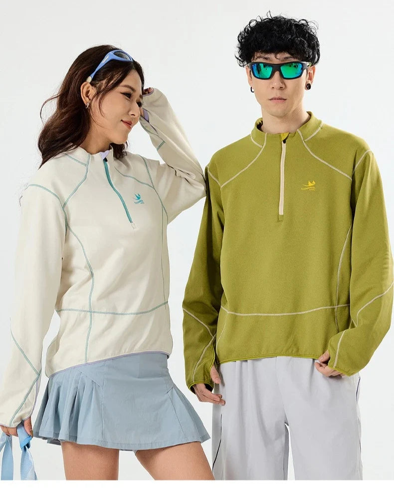 Retro Lightweight Quick-Dry Long-Sleeve Outdoor Top for Couples: Ideal for Running & Cycling