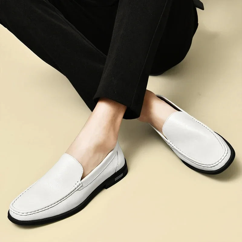 Leather Men Footwear Slip on Office Man Formal Shoes Wedding Party Men Dress Shoes Breath Driving Lazy Loafers Moccasins