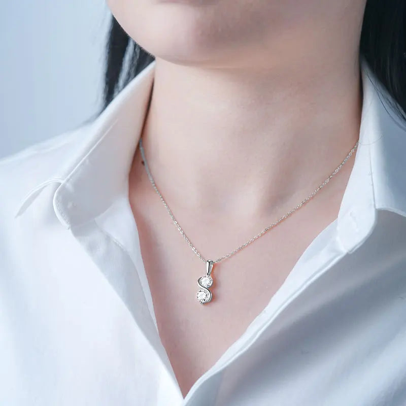 GRA Certified Moissanite Twisted Bowknot Pendant Necklaces for Women S925 Sterling Silver Jewelry Chains Wedding Gifs