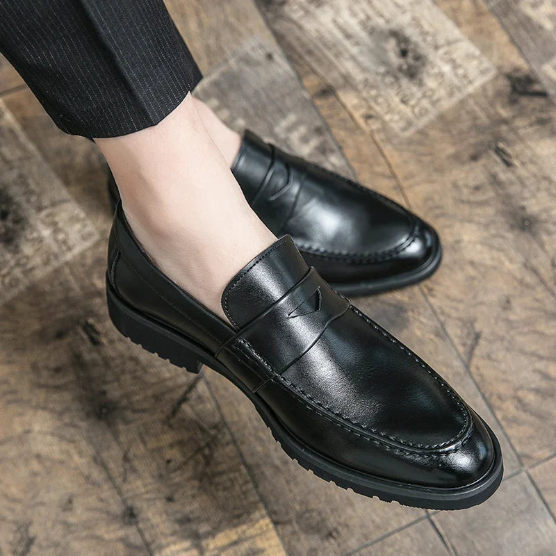 Mens Casual Leather Breathable Business Designer Brand Office Loafers Formal Classic Smile Footwear Dress Shoes for Men Flats 48