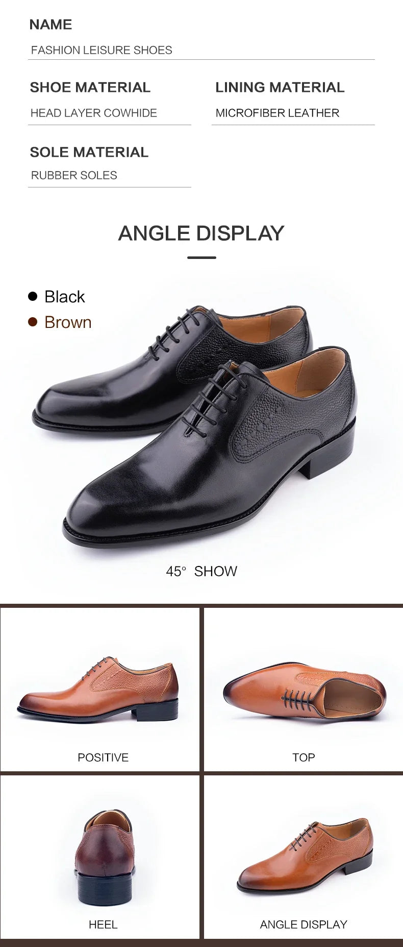 High Quality Handmade Oxford Casual Business Work Shoes Formal Men Shoes Fashion Dress Genuine Leather Lace Up Comfortable Shoe