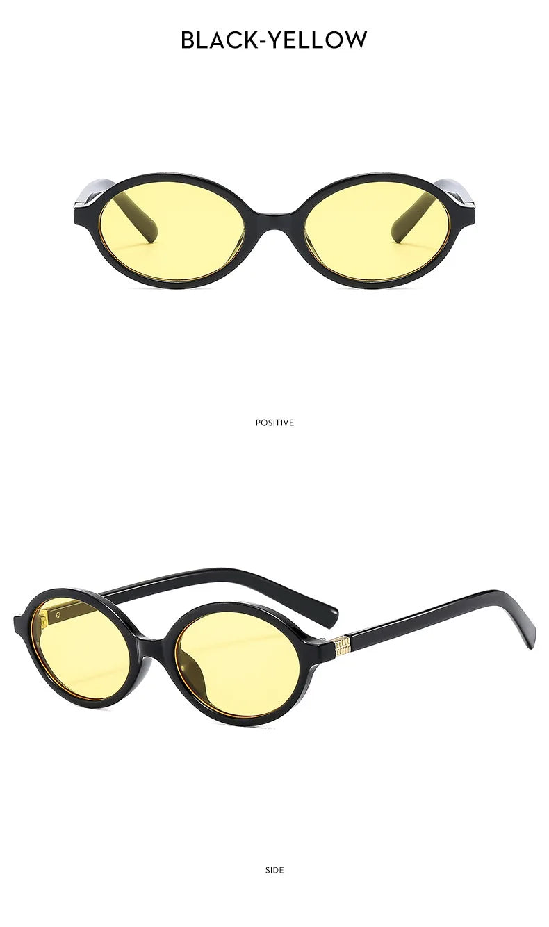 New Oval sunglasses For women Fashion Brand Black Small Frame Sun Glasses Female Retro Clear Lenses Eyewear Lady Trendy UV400