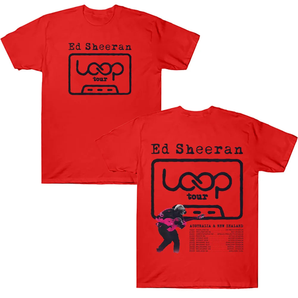 تي شيرتات 2026 New Ed Sheeran LOOP Australian Tour - أزياء صيفية نسائية ورجالية، ملابس الشارع، تي شيرتات مغني الهيب هوب لهدايا المعجبين
