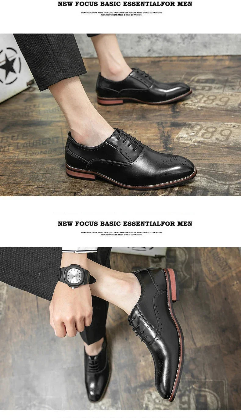High Quality Leather Business Formal Shoes 2026 Classic Italian Casual Dress Shoes Men Elegant Office Formal Oxford Shoes