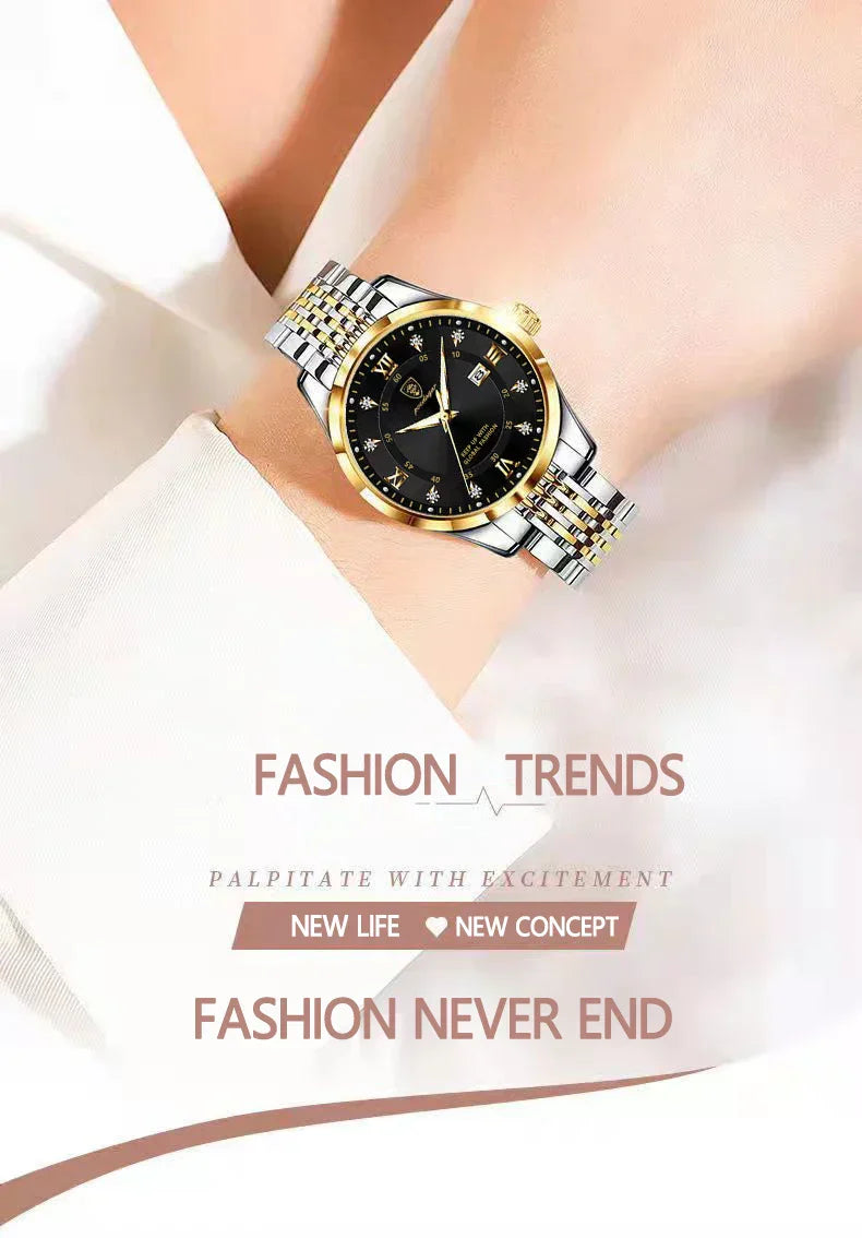 Luxury Woman Watch Waterproof Stainless Steel Luminous Date Ladies Watch Fashion Simple Casual Women’s Quartz Watches