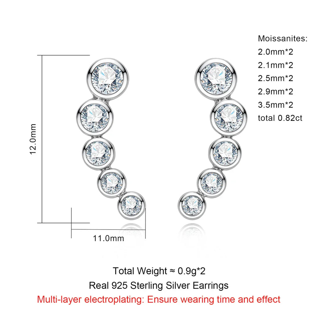 0.82cttw Moissanite Stud Earrings 925 Sterling Silver Gold Plated Classic Bezel Smile Earrings for Women Jewelry Gifts