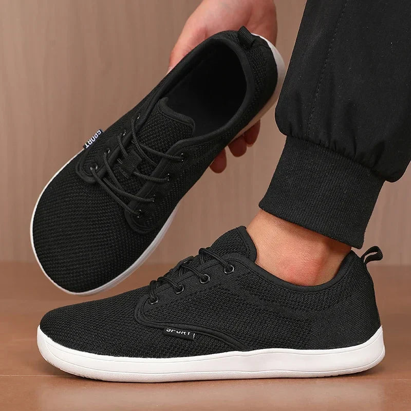 Wide Toe Men Shoes Breathable Knitted Mesh Comfortable Barefoot Shoes Casual Versatile Soft Sole Wide Last Shoes Walking Shoes
