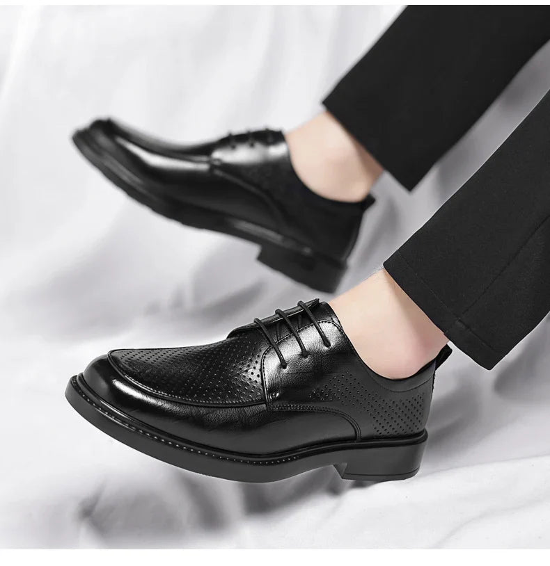 Big Size Elevator Shoes Men Leather Shoes Height Increasing Shoes For Man Increase Insole 6-8CM Invisible Heightening Lift Shoes