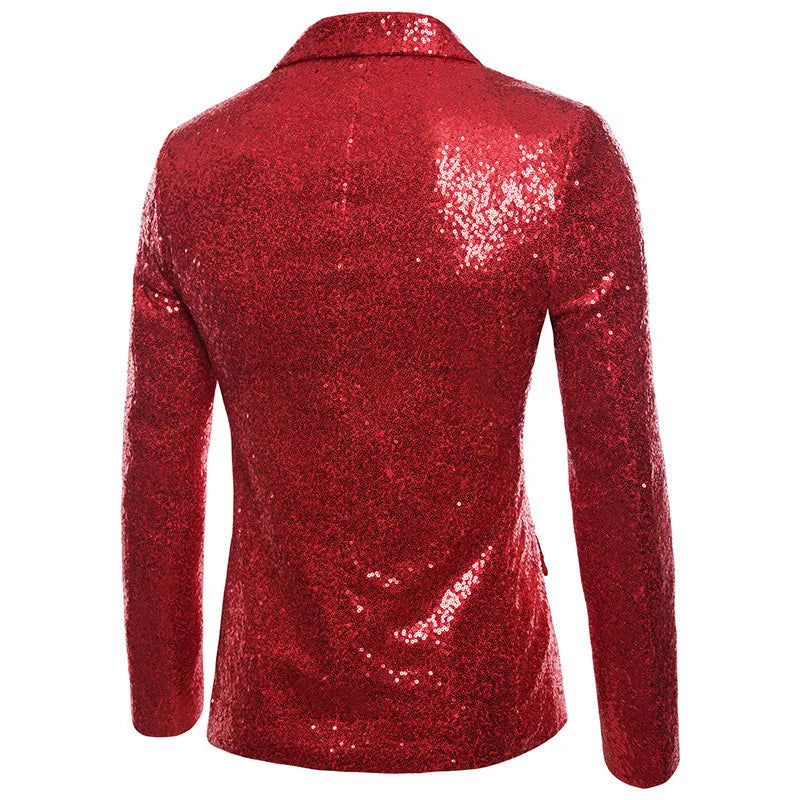 High End Men's Gold Sequin Suit European and American Hosting Performance Dress Korean Version Slim Fit Studio Suit Jacket
