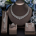 2025 New 4-piece Ring Cubic Zirconia Bridal Wedding Jewelry Set, Dubai Nigeria Crystal Wedding Jewelry Set