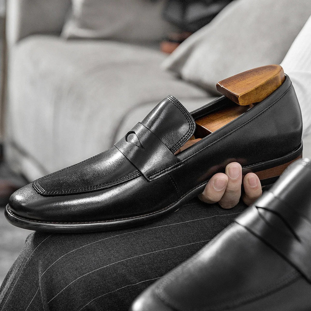 Men's Genuine Leather Shoes Loafer Handmade Shoes Antiskid Elegant Gentleman Oxford Shoes Simple British Style Wedding Shoes