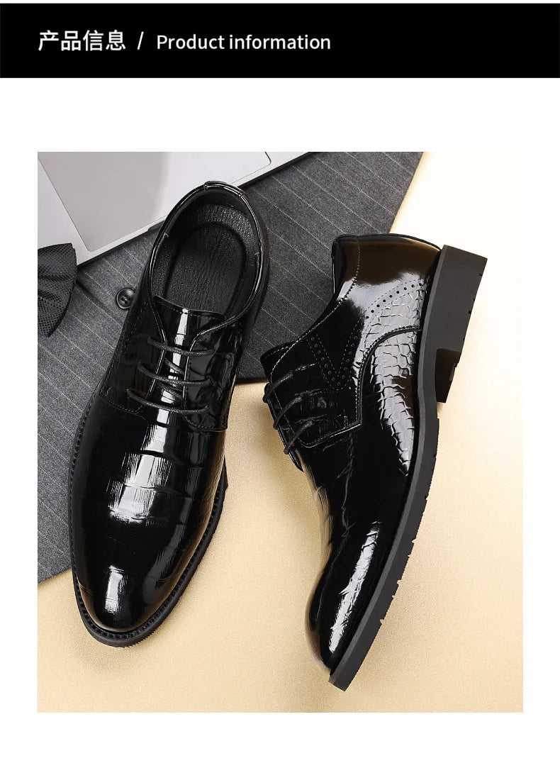 New Designer Autumn Collection British-style Men's Dress Shoes Fashion Patent Leather Commuter Shoes Male Black Casual Shoe Man