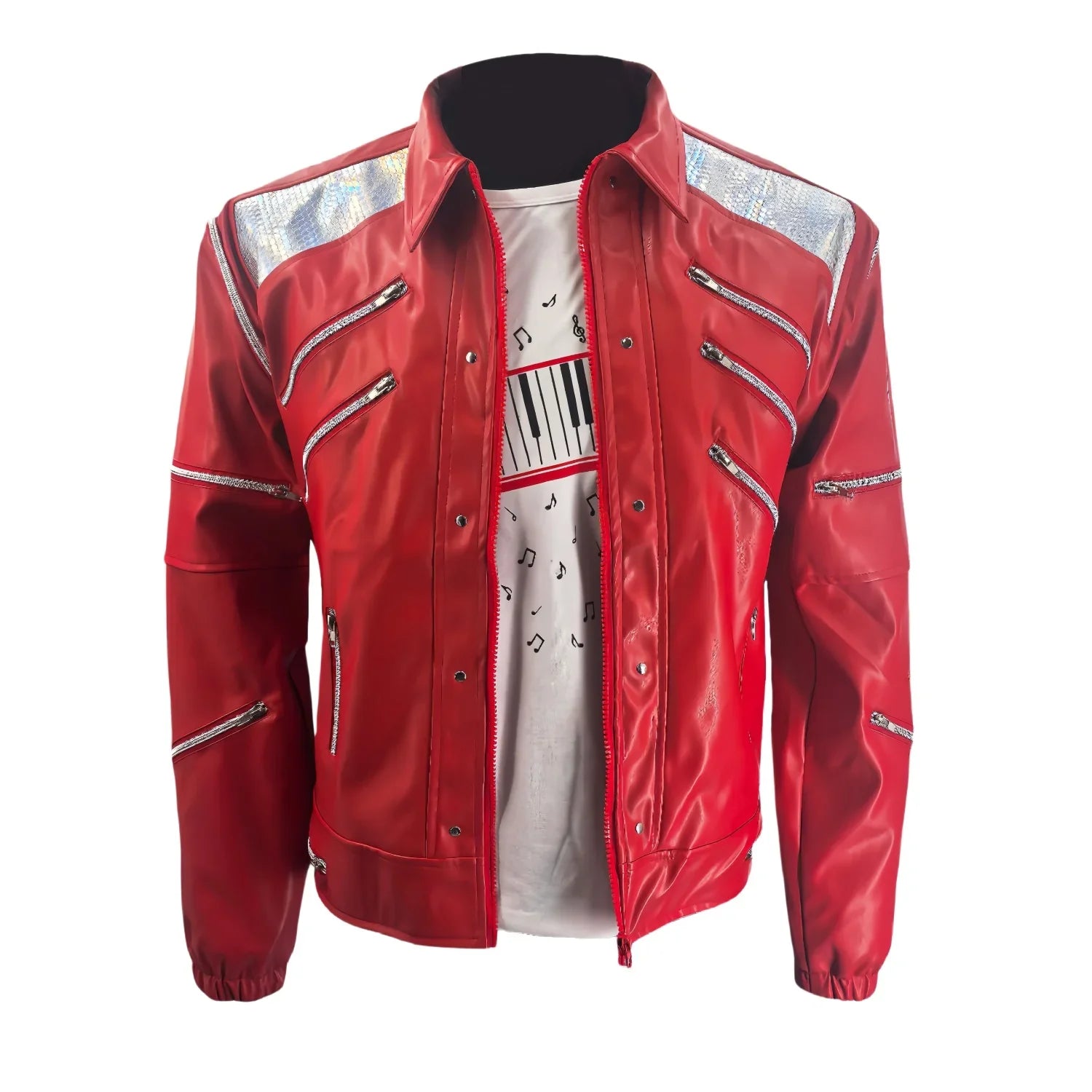 Punk Red Zipper Michael Casual Costumes America Fashion Style Jacket Outwear Imitation