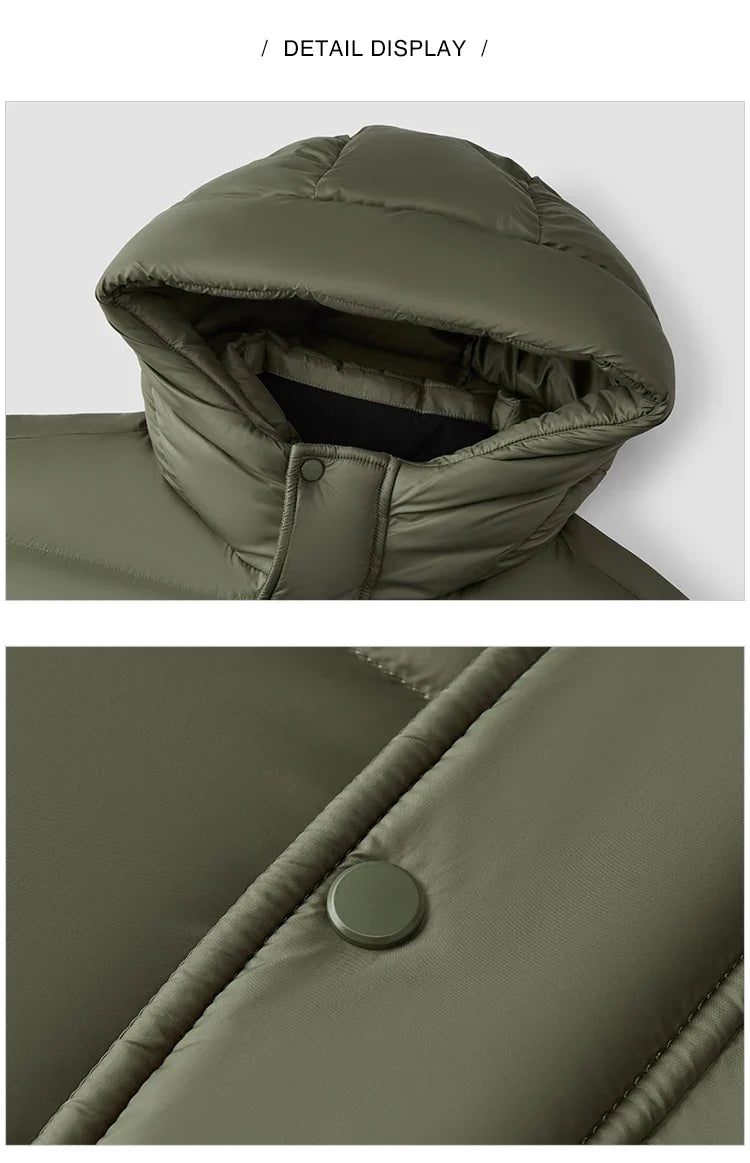 Down Jacket Men Winter 90% Down Fill Goose Down Thickened Water-Repellent Anti-Static Long Hooded Outerwear Men'S Wear