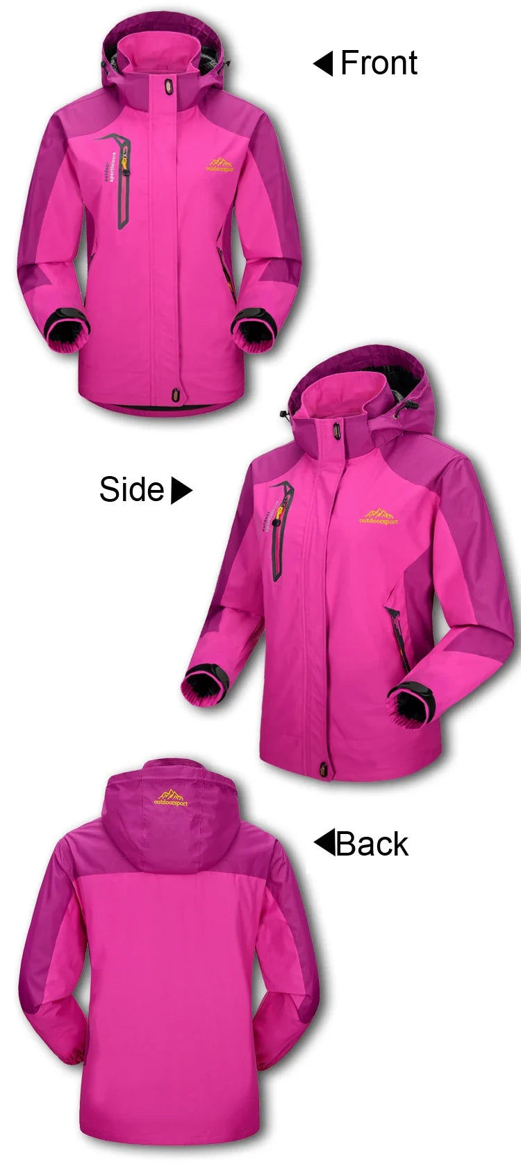 Women Autumn Trekking Jacket Outdoor Hiking Rain Coat Windbreaker Waterproof Hooded Camping Cycling Climbing Warm