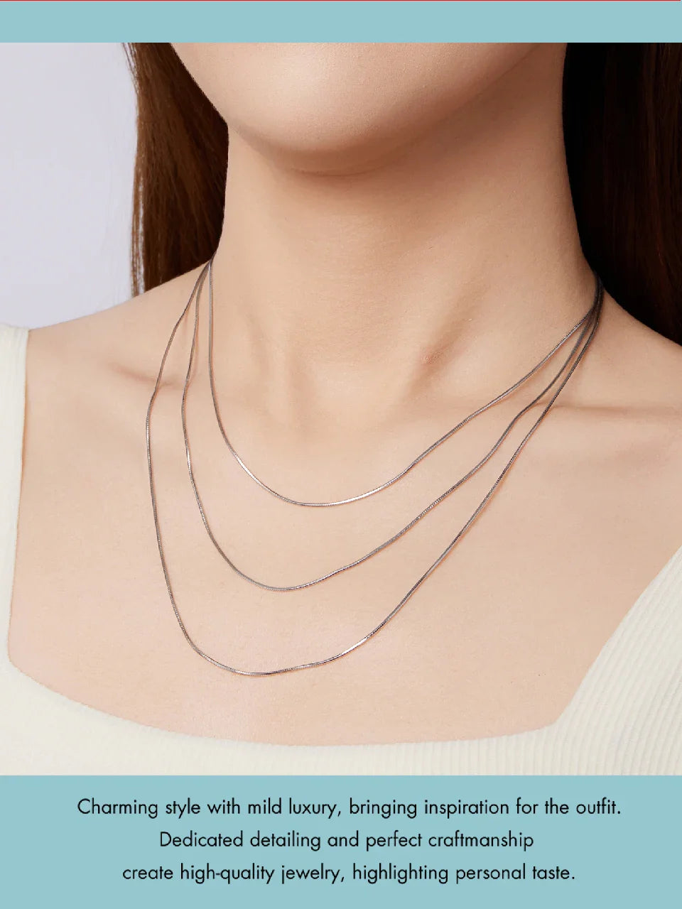 Solid Gold Over 925 Sterling Silver Chain Necklace for Women Girls, Stackable Round Snake Chain For Daily DIY Pairing