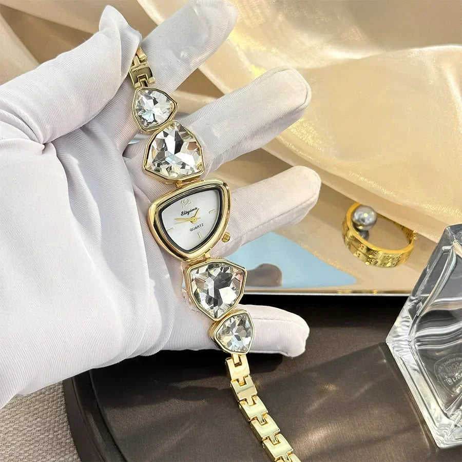 New color scheme irregular design big diamond watch light luxury niche watch color fashion high sense foreign trade wholesale