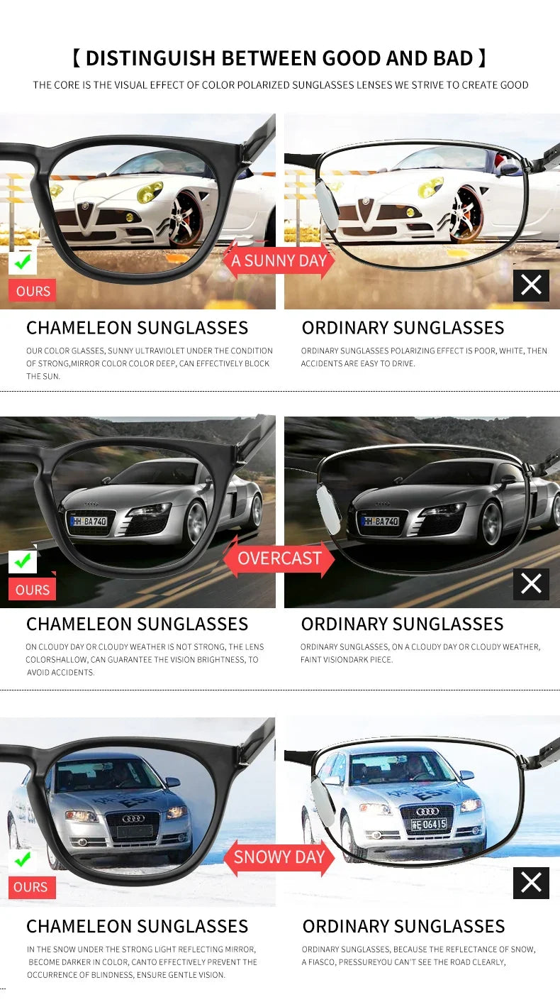 Aluminum Polarized Sunglasses Women Men Photochromic Sun Glasses UV400 High Quality Chameleon Driving Goggles Eyewear Gafas